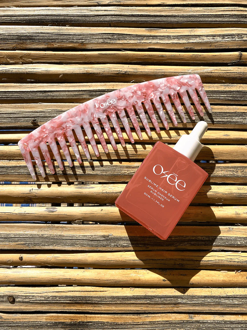 Peigne en acétate - Rose Marbré